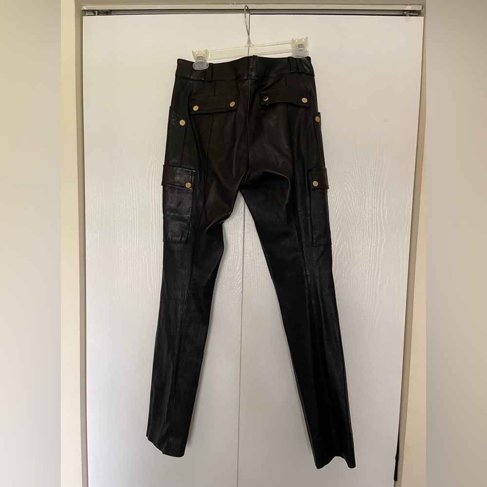 Tory Burch black leather pants gold buttons